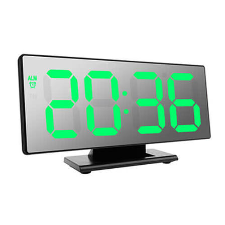 Large Digital LED Mirror  Alarm Clock with USB point and Temperature Display_0