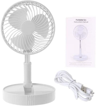 180 Degree 4 Speed Adjustable Foldable Portable Fan - White_0