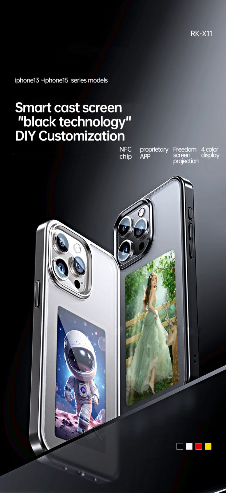 iPhone Protective Case Screen casting phone case with ink screen DIY pattern - White_1