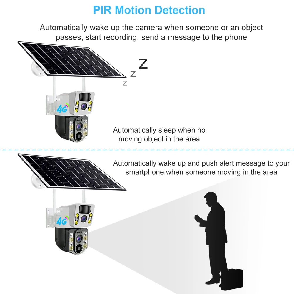 V380PRO Solar Camera 4MP Dual Lens Home Security Camera With Solar Panel - 4G CAMERA ONLY