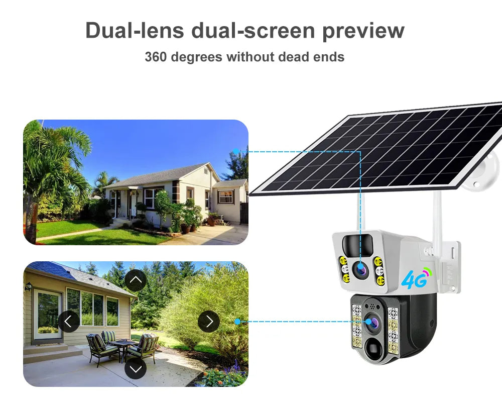 V380PRO Solar Camera 4MP Dual Lens Home Security Camera With Solar Panel - 4G CAMERA ONLY