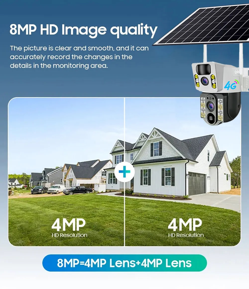 V380PRO Solar Camera 4MP Dual Lens Home Security Camera With Solar Panel - 4G CAMERA ONLY