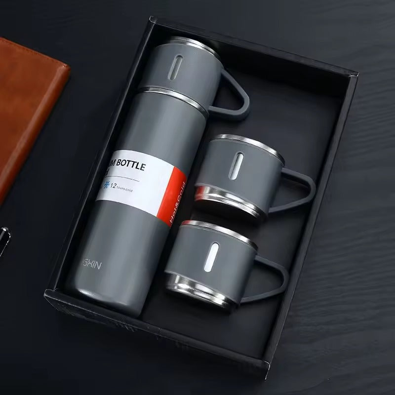 500ml Stainless Steel Insulated Hot and Cold Flask with Cup - Grey