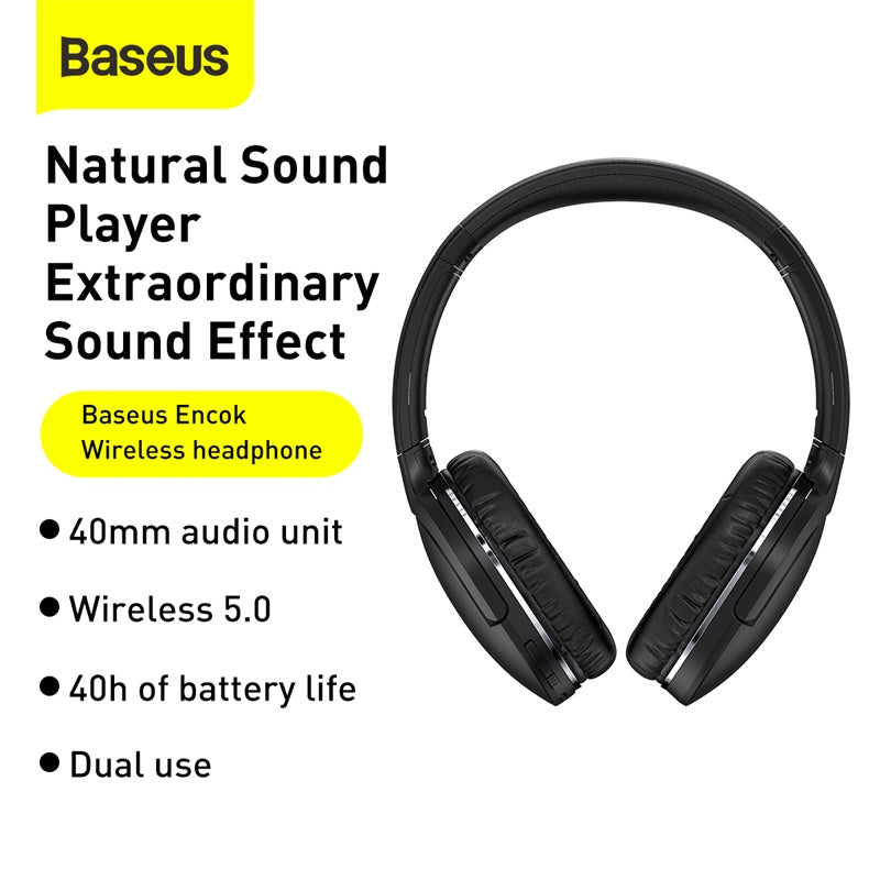 Baseus D02 Wireless Headphone Bluetooth 5.0 - Black