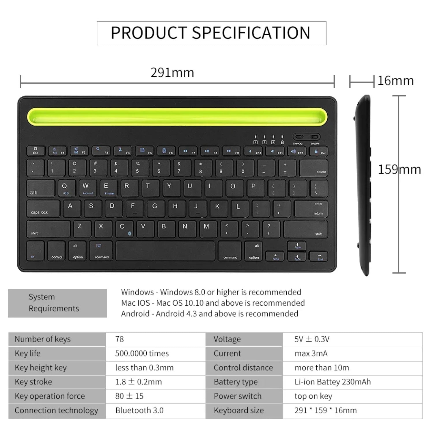 Wireless bluetooth Multi-System Wireless keyboard