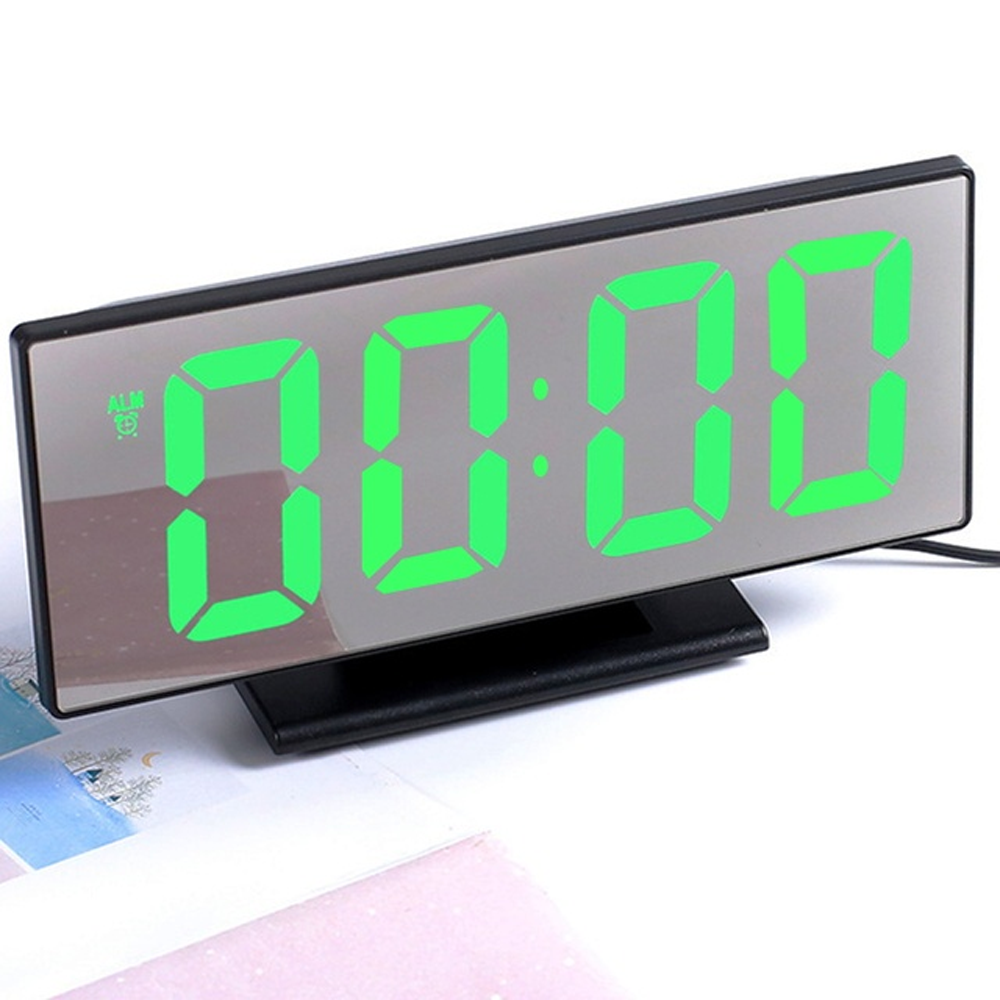 Large Digital LED Mirror  Alarm Clock with USB point and Temperature Display