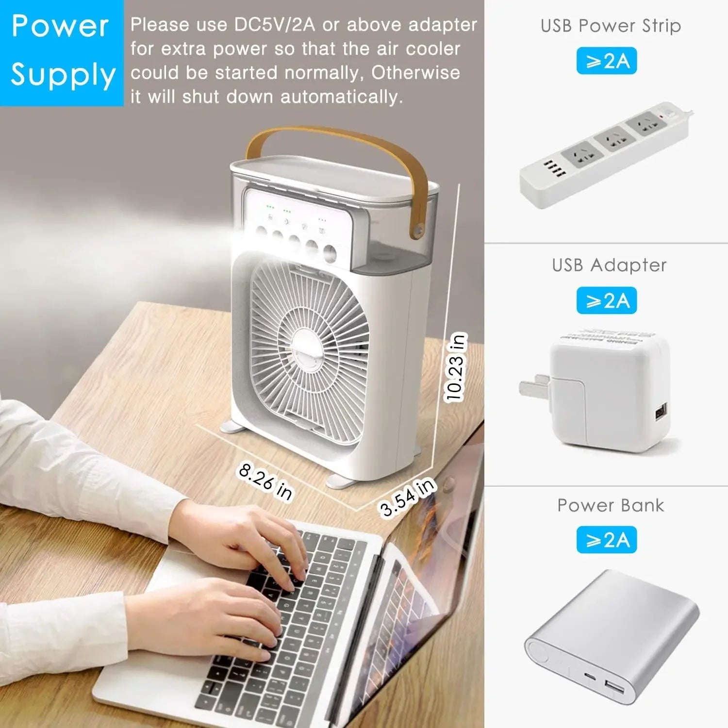 Mini air conditioning fan humidifier