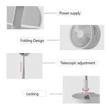 180 Degree 4 Speed Adjustable Foldable Portable Fan - White