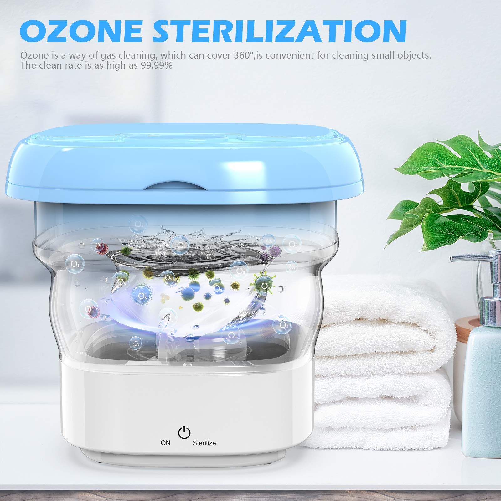 8L Mini Foldable Sterilizing Washing Machine - Blue