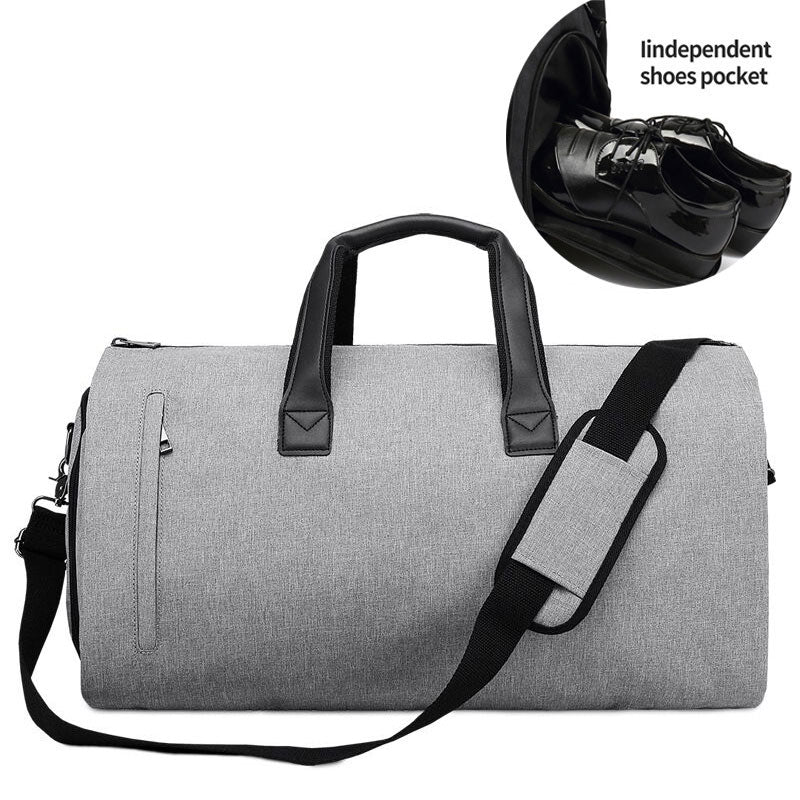 Waterproof Travel Bag Mens/Women Travel Shoulder Bag 2 In 1 Large Luggage Duffel Totes Carry On Hand Bag - Grey