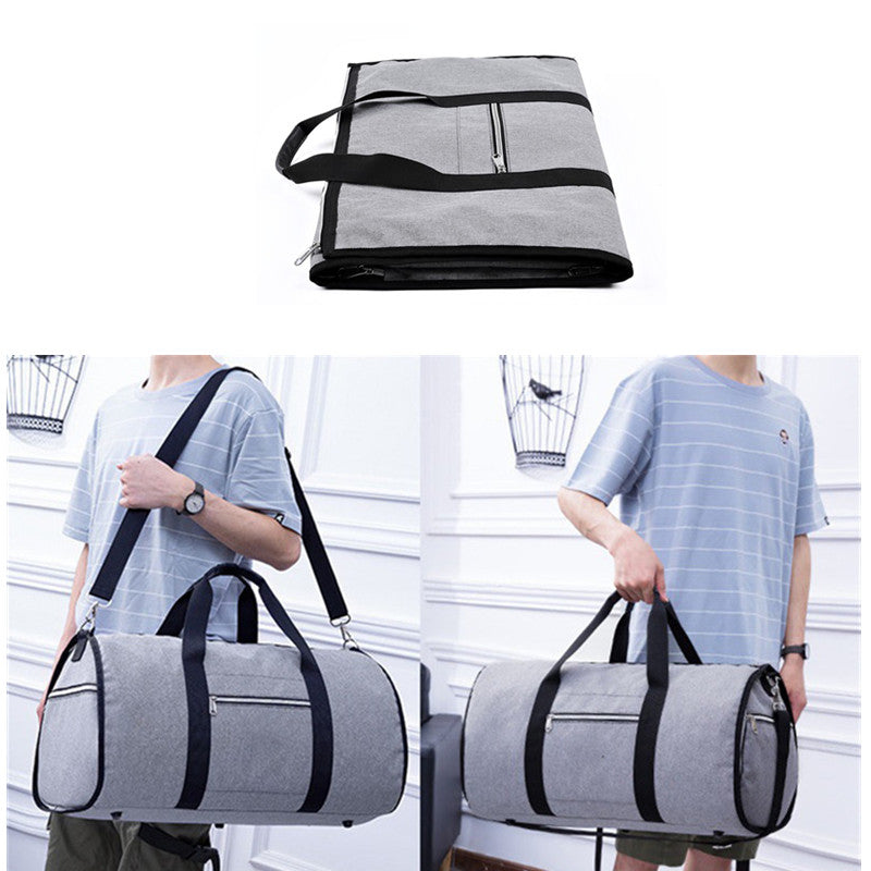 Waterproof Travel Bag Mens/Women Travel Shoulder Bag 2 In 1 Large Luggage Duffel Totes Carry On Hand Bag - Blue