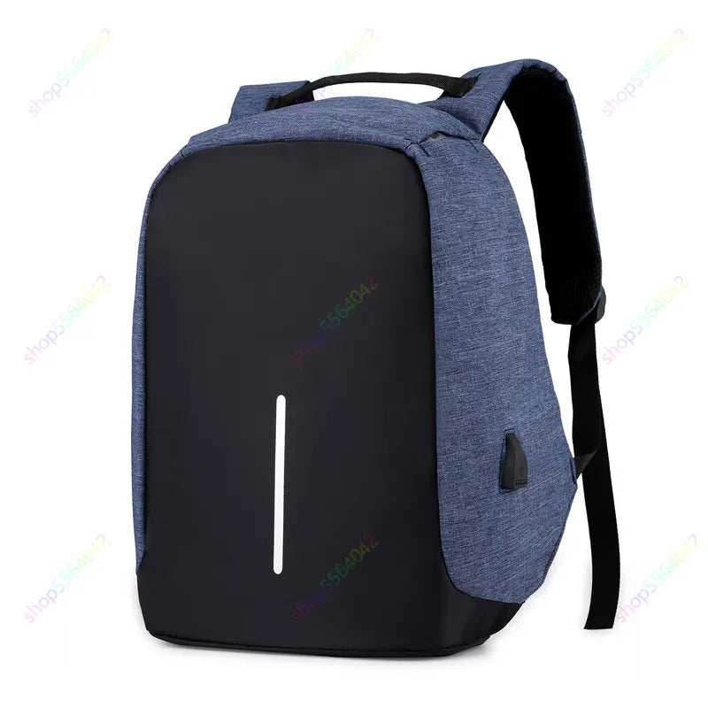 Anti-theft Travel Backpack Laptop School Bag with USB Charging Port - Black