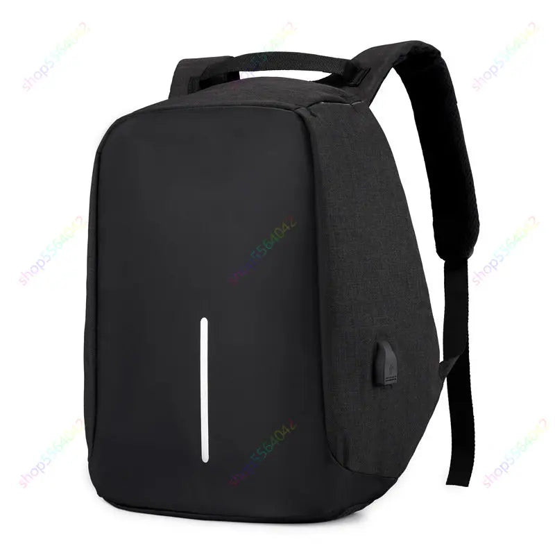 Anti-theft Travel Backpack Laptop School Bag with USB Charging Port - Black