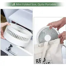 180 Degree 4 Speed Adjustable Foldable Portable Fan - White