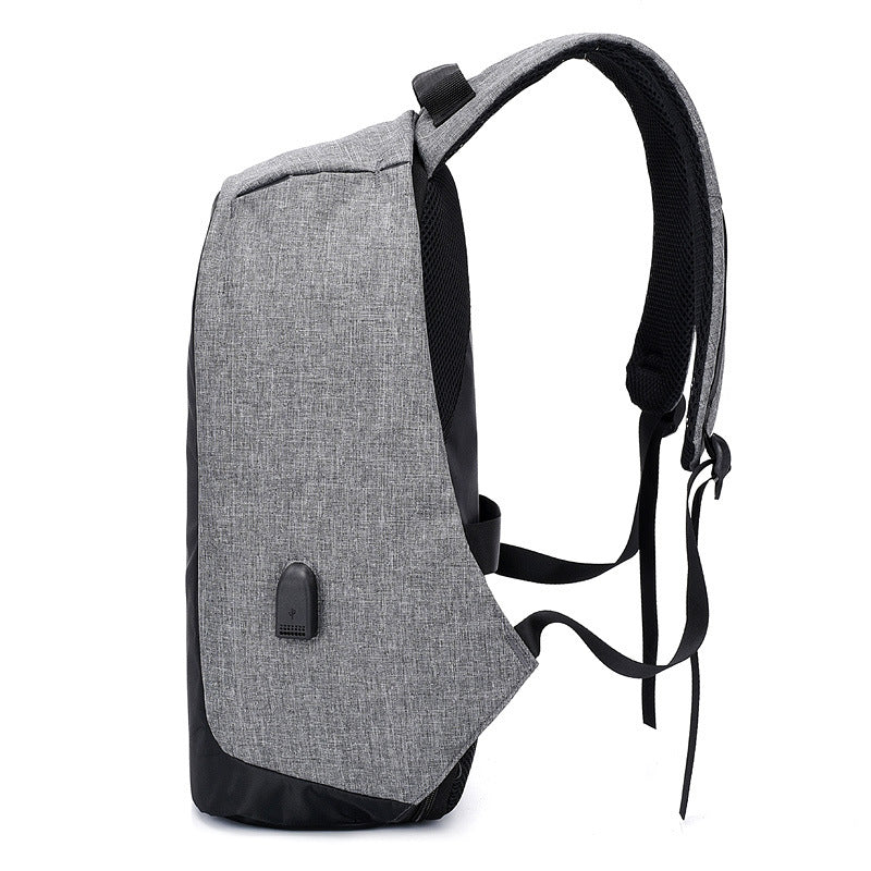 Anti-theft Travel Backpack Laptop School Bag with USB Charging Port - Grey