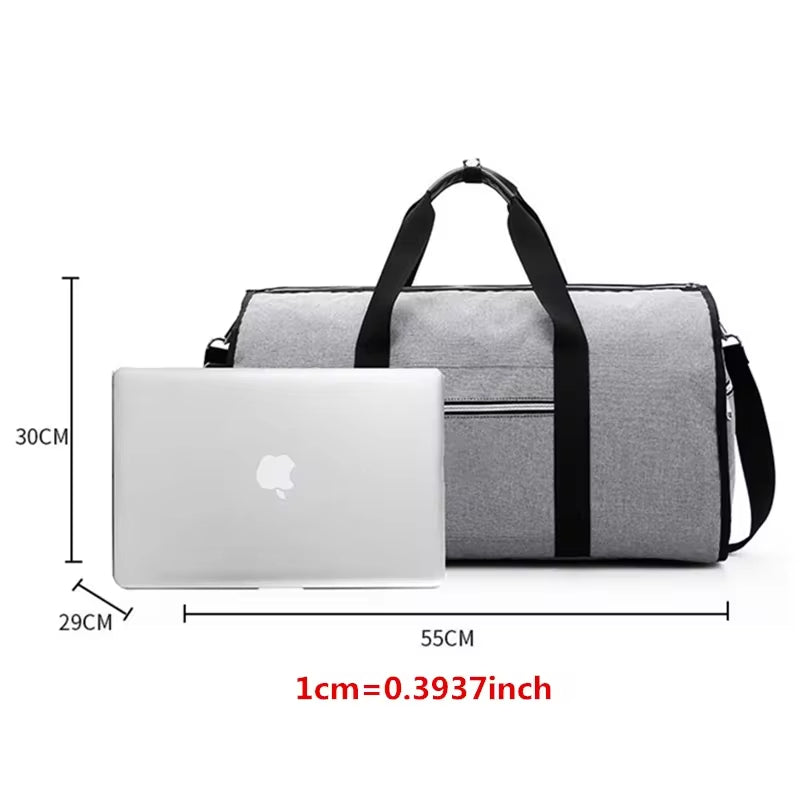 Waterproof Travel Bag Mens/Women Travel Shoulder Bag 2 In 1 Large Luggage Duffel Totes Carry On Hand Bag - Grey