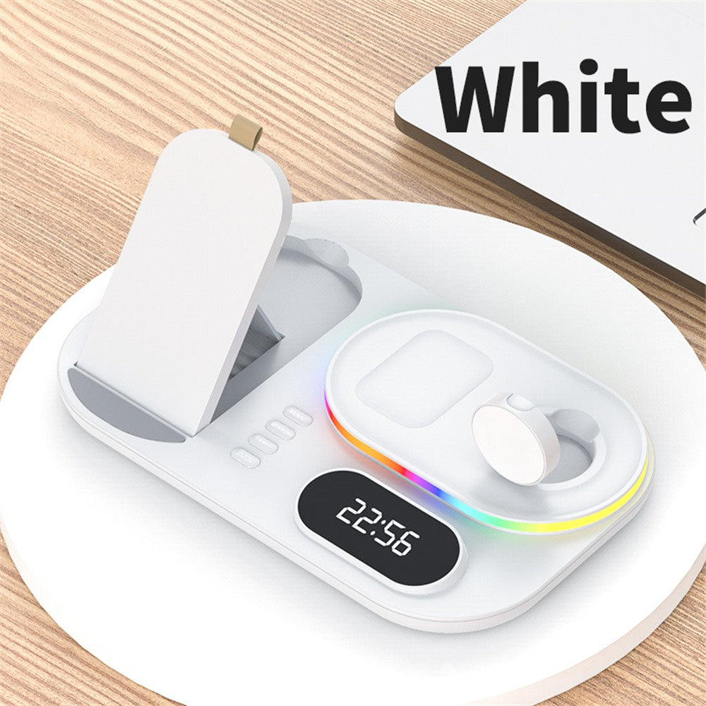 3in1 30W Wireless Charger with Clock, Fast Charging RGB Atmosphere Light - Black