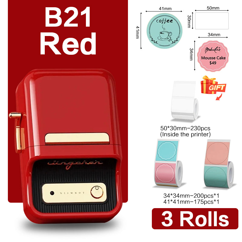 I-Niimbot B21 (+ 1 i-roll yamahhala ifakiwe) - RED 