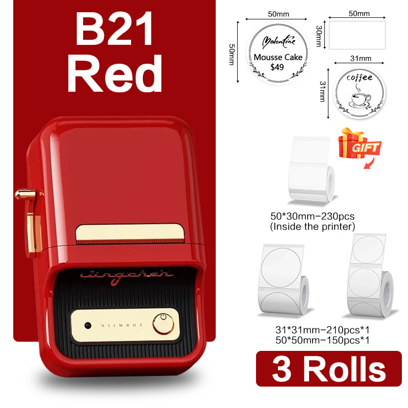 I-Niimbot B21 (+ 1 i-roll yamahhala ifakiwe) - RED 