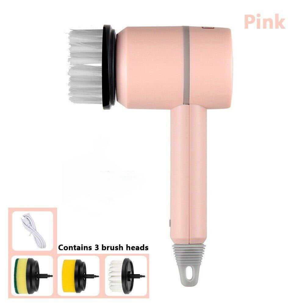 Multifunctional Electric Cleaning Household Brush Automatic Handheld Charging 1200mAh- Pink