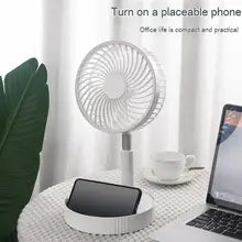 180 Degree 4 Speed Adjustable Foldable Portable Fan - White