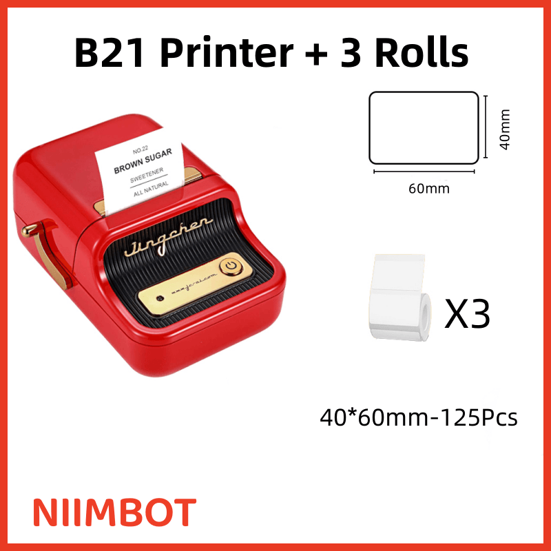 I-Niimbot B21 (+ 1 i-roll yamahhala ifakiwe) - RED 