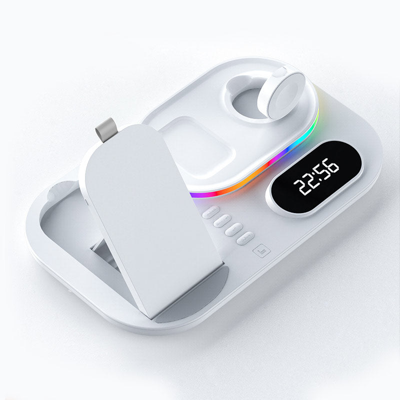 3in1 30W Wireless Charger with Clock, Fast Charging RGB Atmosphere Light - Black