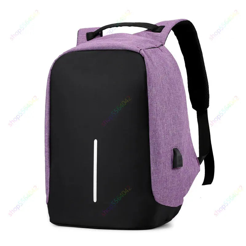 Anti-theft Travel Backpack Laptop School Bag with USB Charging Port - Black