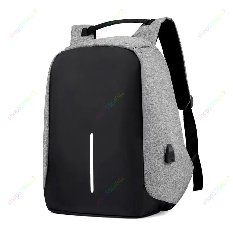 Anti-theft Travel Backpack Laptop School Bag with USB Charging Port - Black