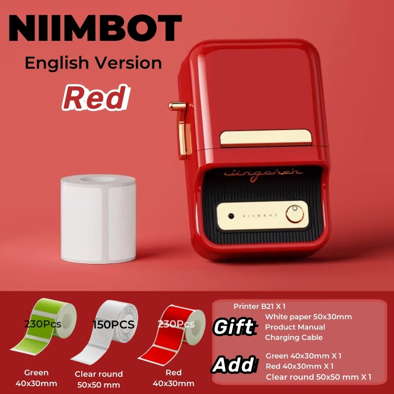 I-Niimbot B21 (+ 1 i-roll yamahhala ifakiwe) - RED 