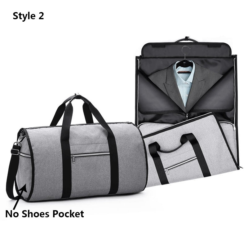 Waterproof Travel Bag Mens/Women Travel Shoulder Bag 2 In 1 Large Luggage Duffel Totes Carry On Hand Bag - Black