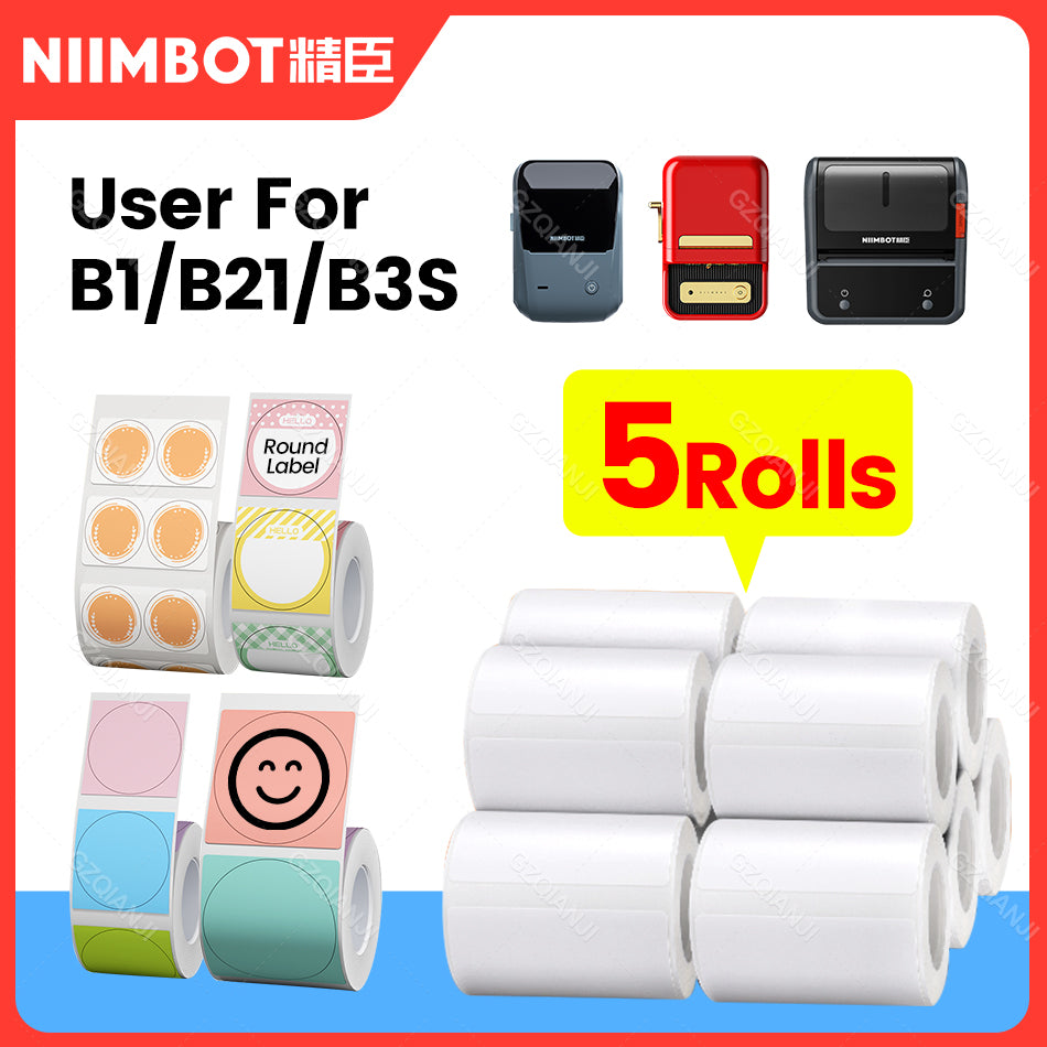 3 Rolls of White B21 Labels Bundle - compatible with Niimbot B21