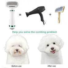 2 in 1 Pet Grooming Hair Dryer Blower Slicker Brush