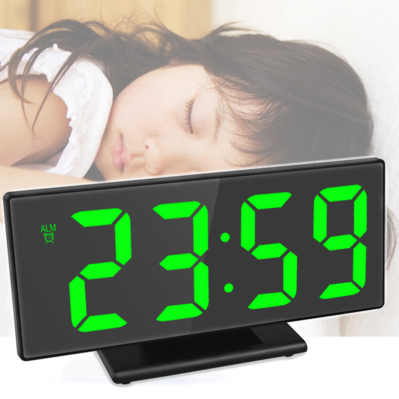 Large Digital LED Mirror  Alarm Clock with USB point and Temperature Display