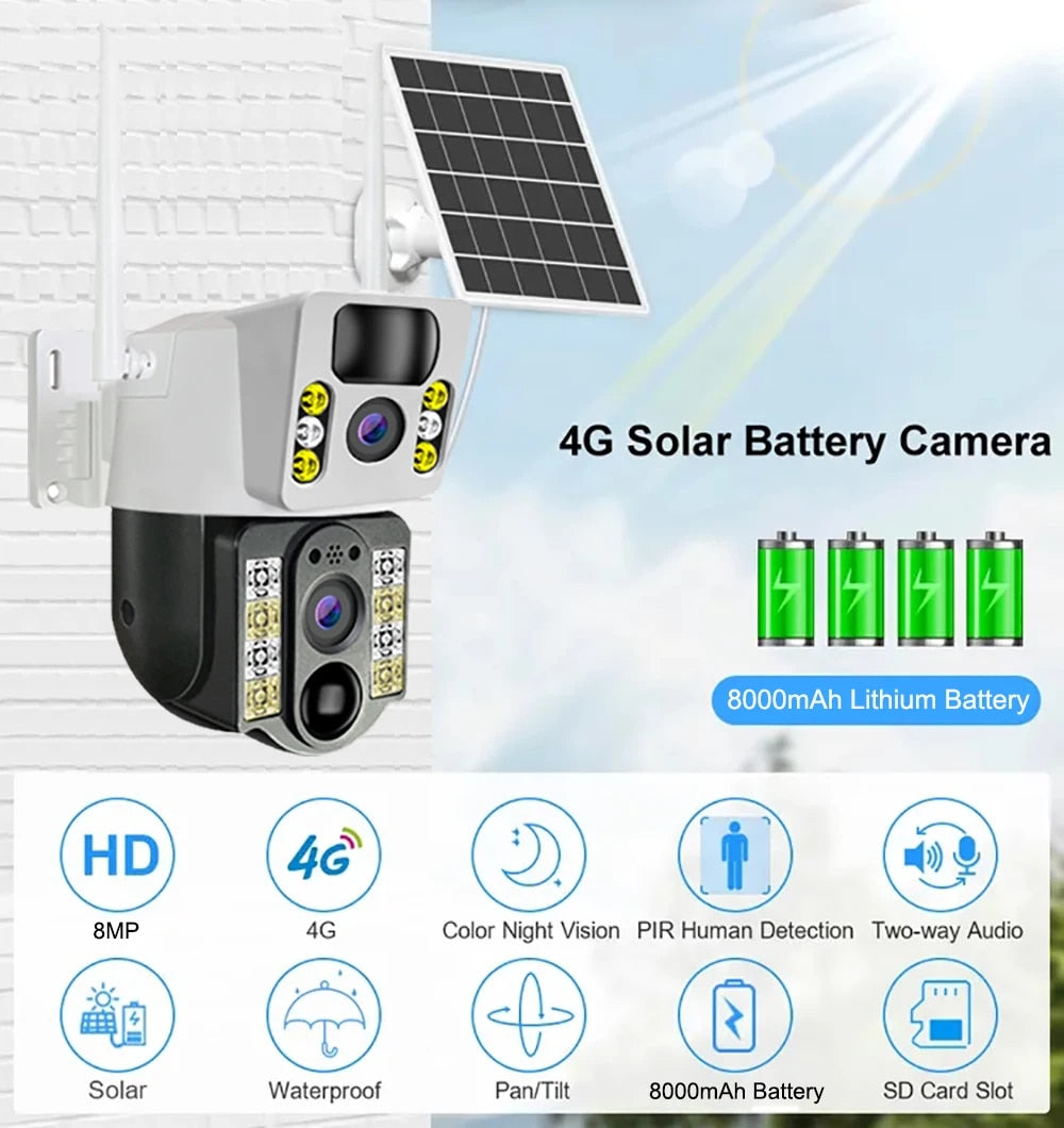 V380PRO Solar Camera 4MP Dual Lens Home Security Camera With Solar Panel - 4G CAMERA ONLY