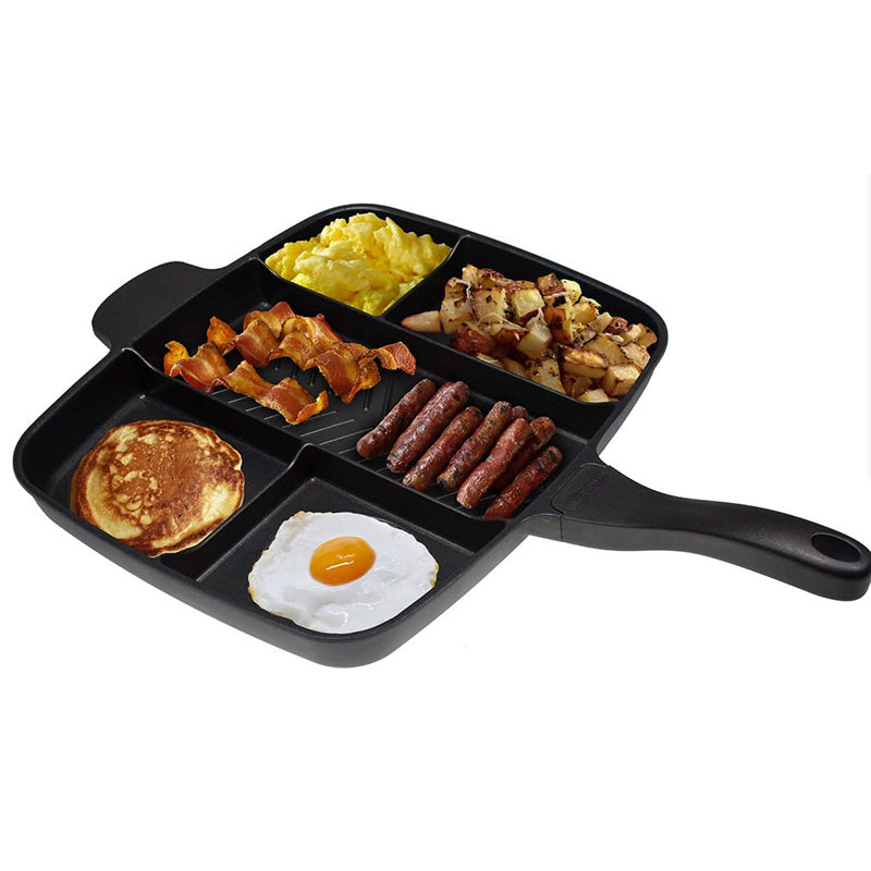 5 in 1 Rectangular Frying Pan-Black