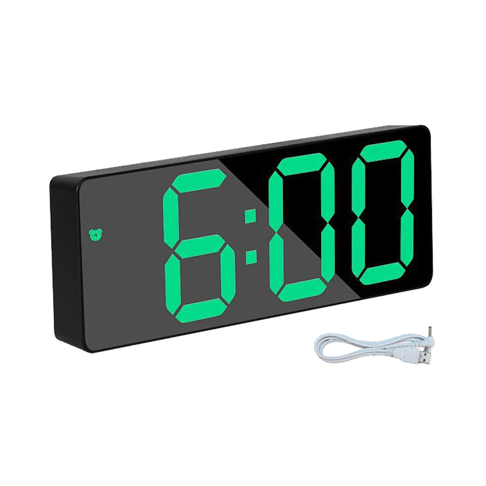 Large Digital LED Mirror  Alarm Clock with USB point and Temperature Display