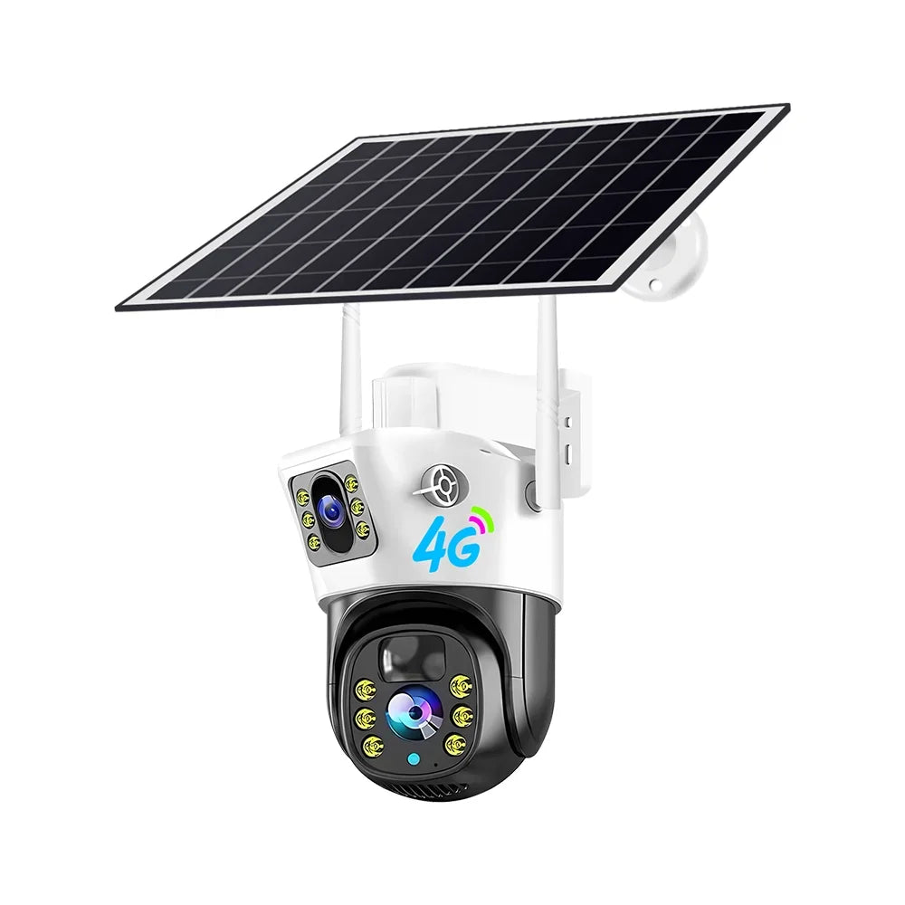 V380PRO Solar Camera 4MP Dual Lens Home Security Camera With Solar Panel - 4G CAMERA + 128GB CARD