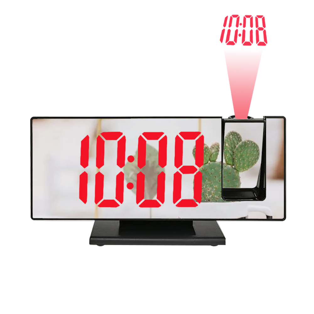 Large Digital LED Mirror  Alarm Clock with USB point and Temperature Display