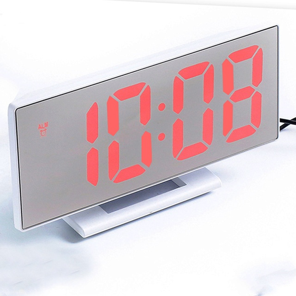 Large Digital LED Mirror  Alarm Clock with USB point and Temperature Display