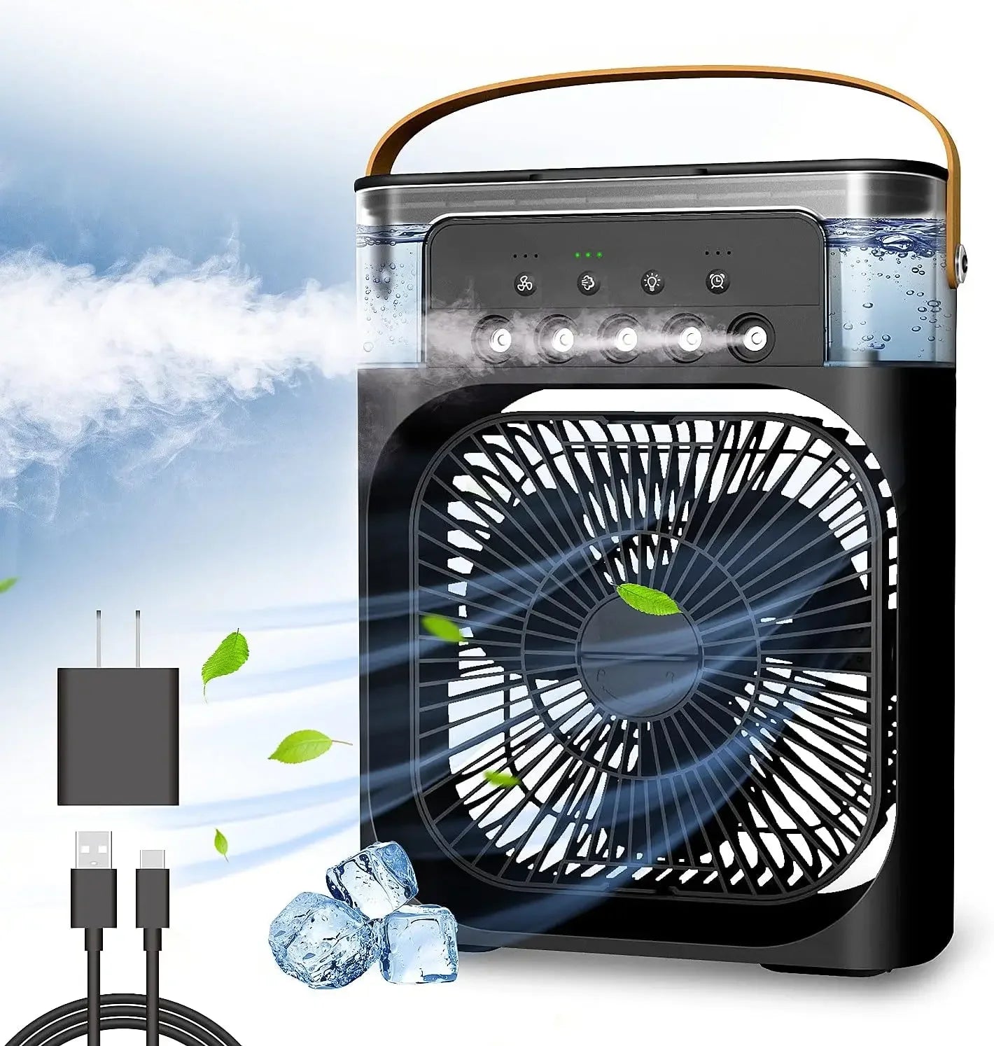 Mini air conditioning fan humidifier