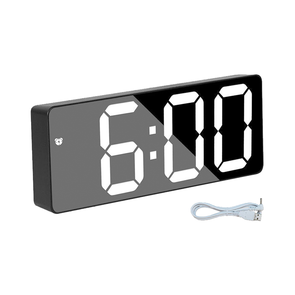 Large Digital LED Mirror  Alarm Clock with USB point and Temperature Display