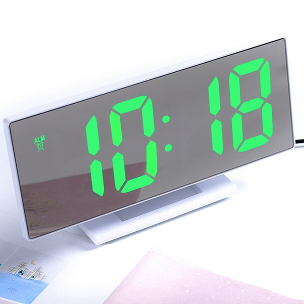 Large Digital LED Mirror  Alarm Clock with USB point and Temperature Display