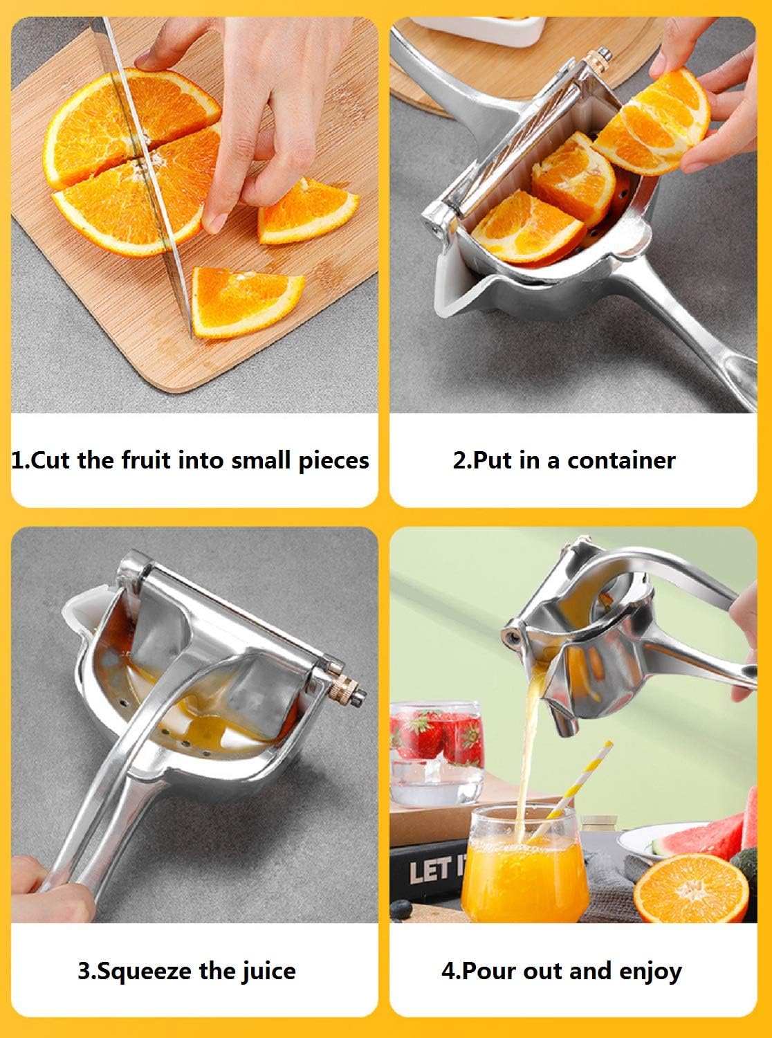 Stainless Steel Hand Press Juicer Squeezer