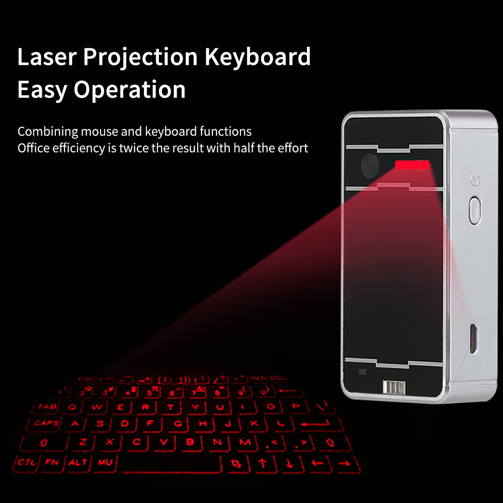 Bluetooth Virtual Keyboard Portable for Smartphone/PC/Tab/Ipad - White