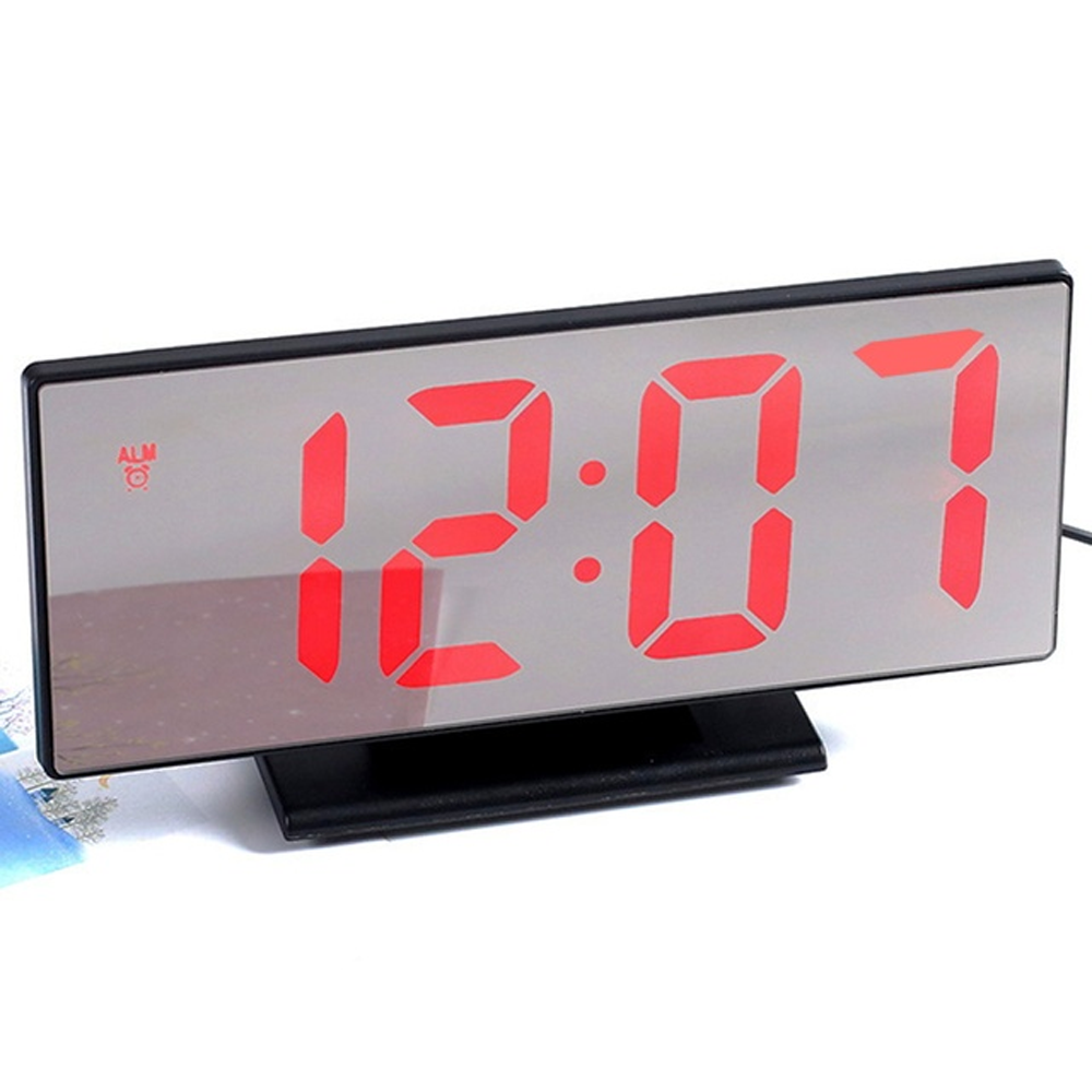 Large Digital LED Mirror  Alarm Clock with USB point and Temperature Display